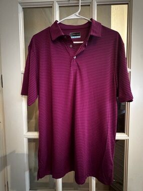 PGA Tour Burgundy Polo with Subtle Black Stripes